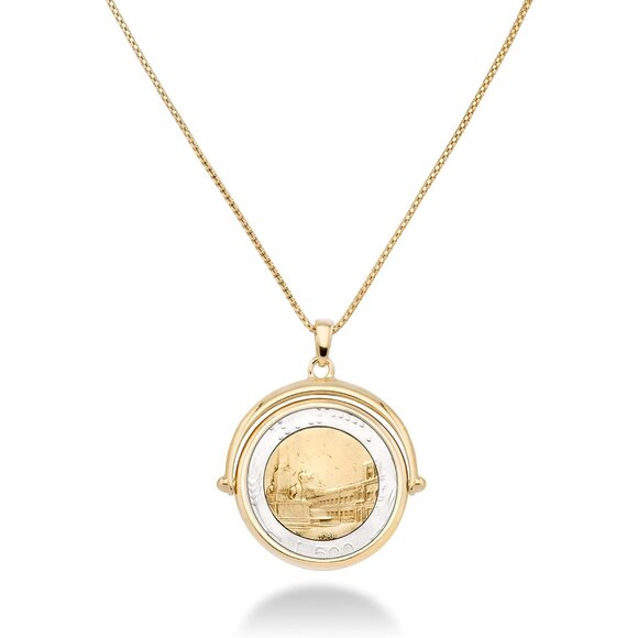 Italian 18K Gold Plated 925 Sterling Silver Genuine 500-Lira Reversible Flip Coi - Picture 4 of 6